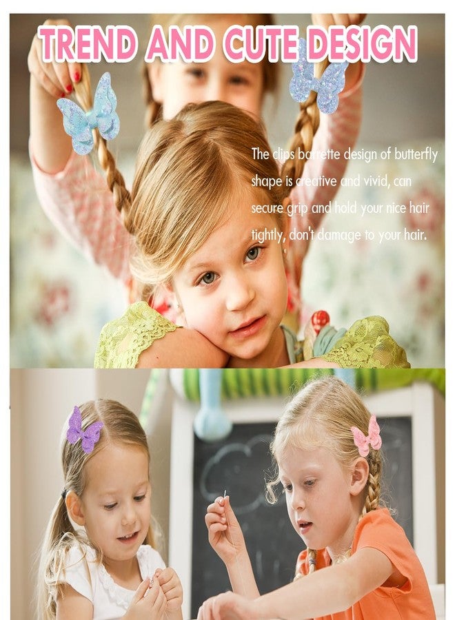 Aaiffey 20 Pieces Glitter Butterfly Hair Clips for Girls Teens Non-slip Butterfly Clips Barrettes Children Toddlers Hair Accessories - Image 4